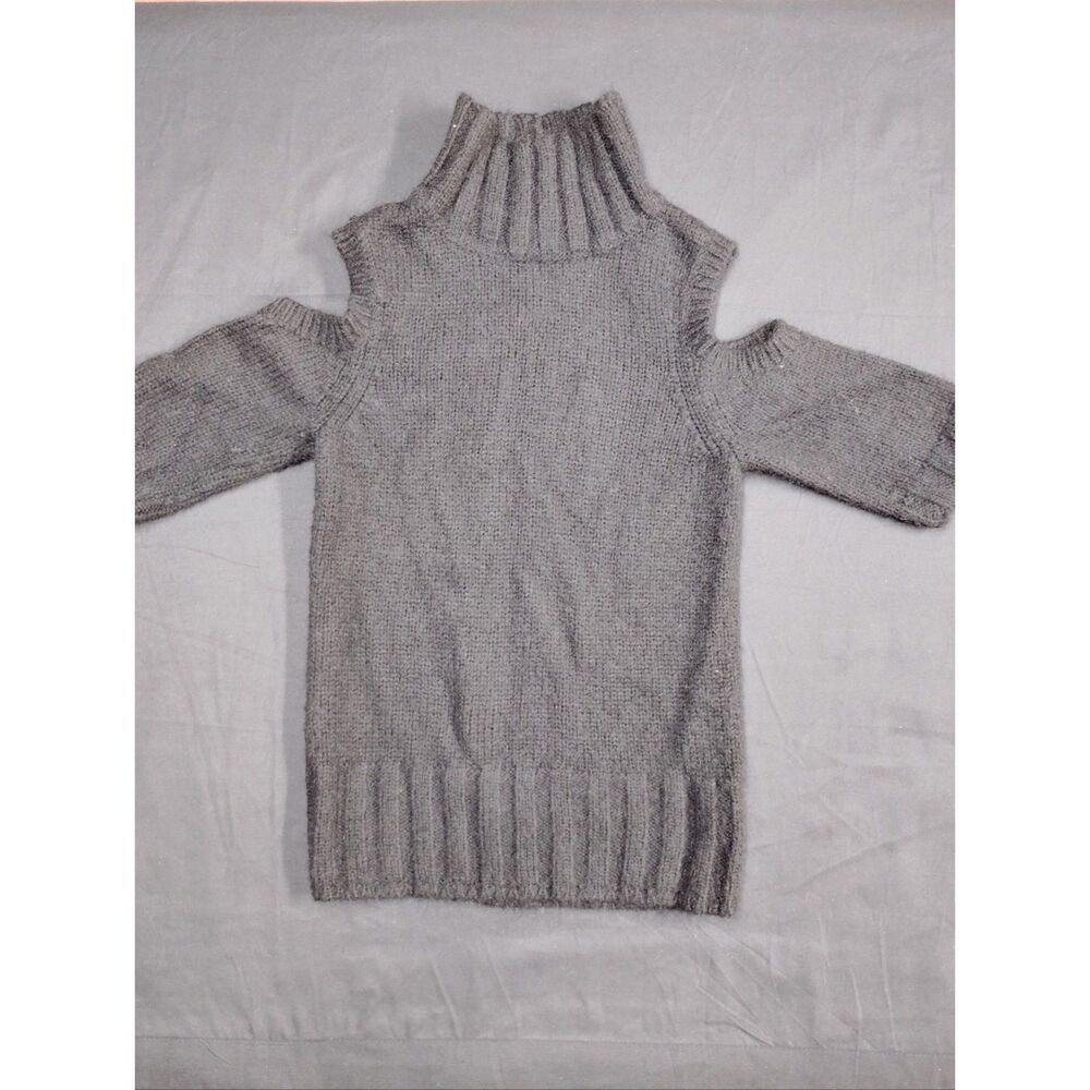 Express Black Cold-Shoulder Turtleneck Half Sleeve Sweater